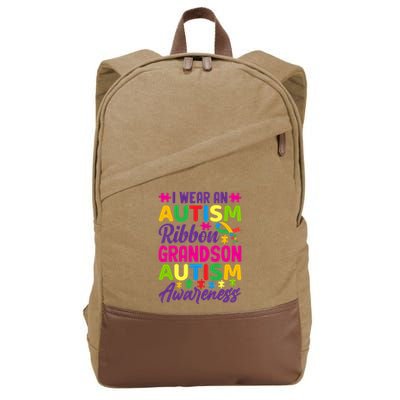 Autism Grandson Gift From Grandfather Autism Grandson Gift From Grandmother Cotton Canvas Backpack