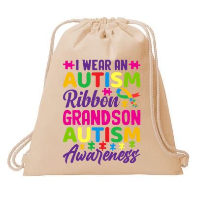Autism Grandson Gift From Grandfather Autism Grandson Gift From Grandmother Drawstring Bag