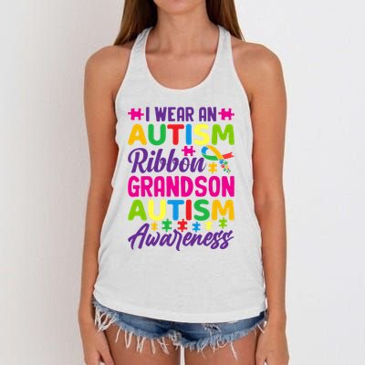 Autism Grandson Gift From Grandfather Autism Grandson Gift From Grandmother Women's Knotted Racerback Tank