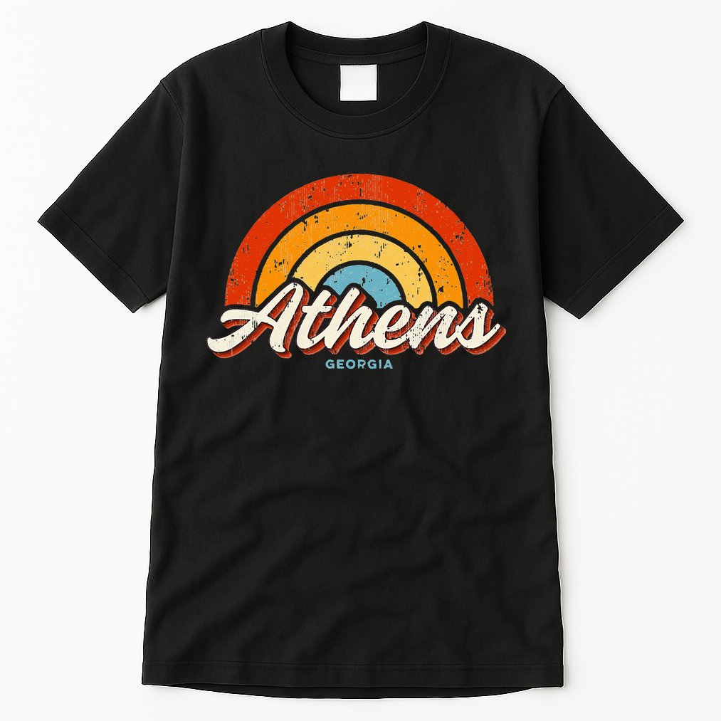 Athens Georgia GA Vintage Rainbow Retro 70s Tall T-Shirt