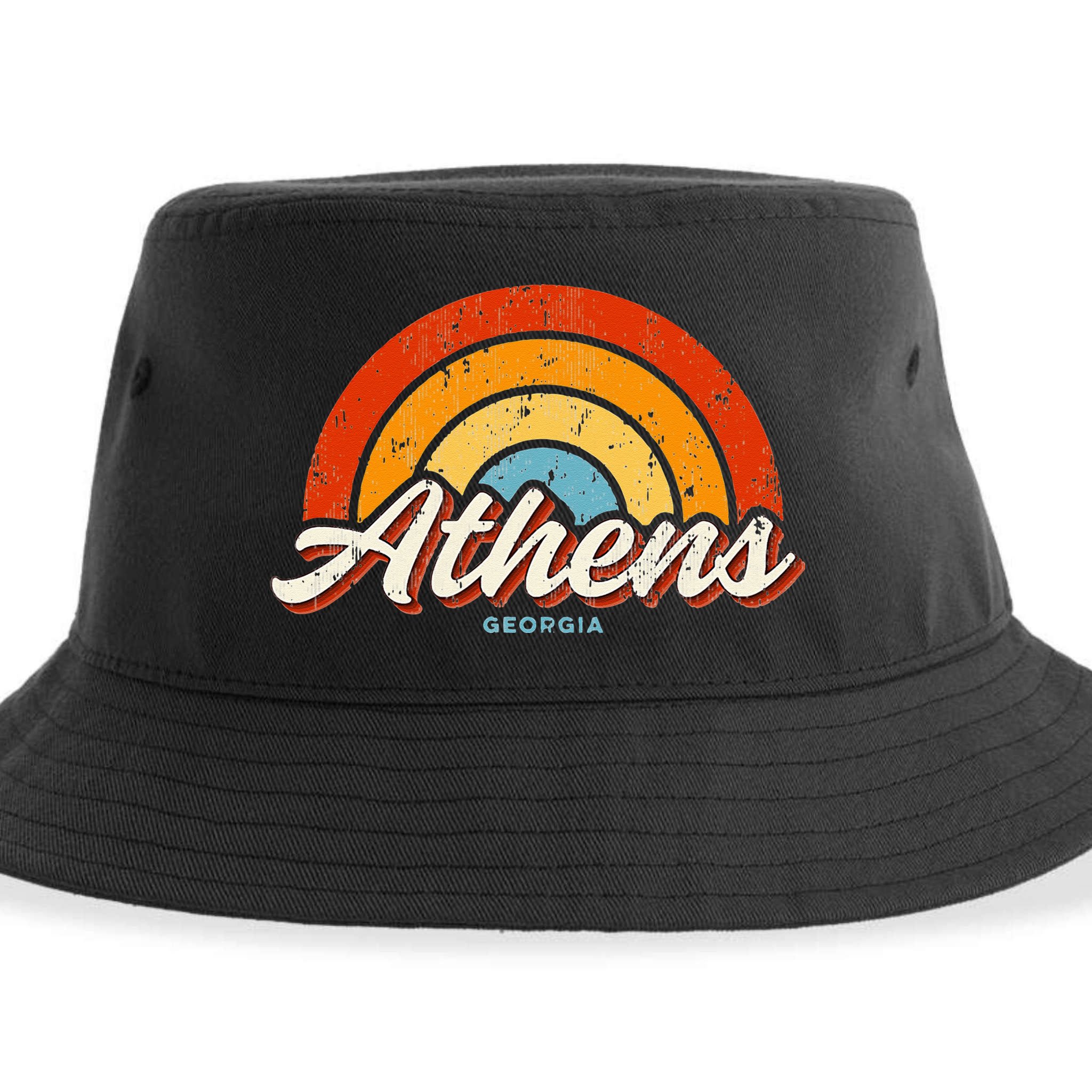 Athens Georgia GA Vintage Rainbow Retro 70s Sustainable Bucket Hat