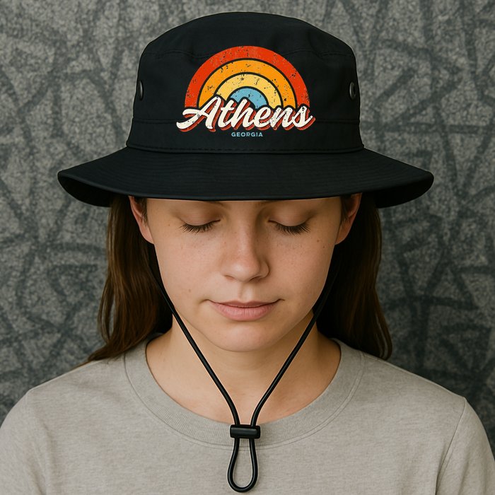 Athens Georgia GA Vintage Rainbow Retro 70s Bucket Hat