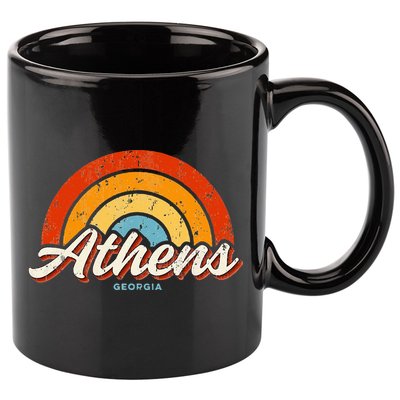 Athens Georgia GA Vintage Rainbow Retro 70s 11oz C Handle Ceramic Mug