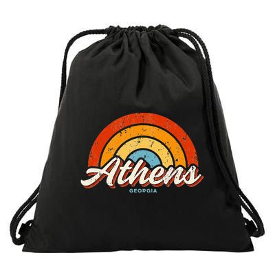 Athens Georgia GA Vintage Rainbow Retro 70s Drawstring Bag