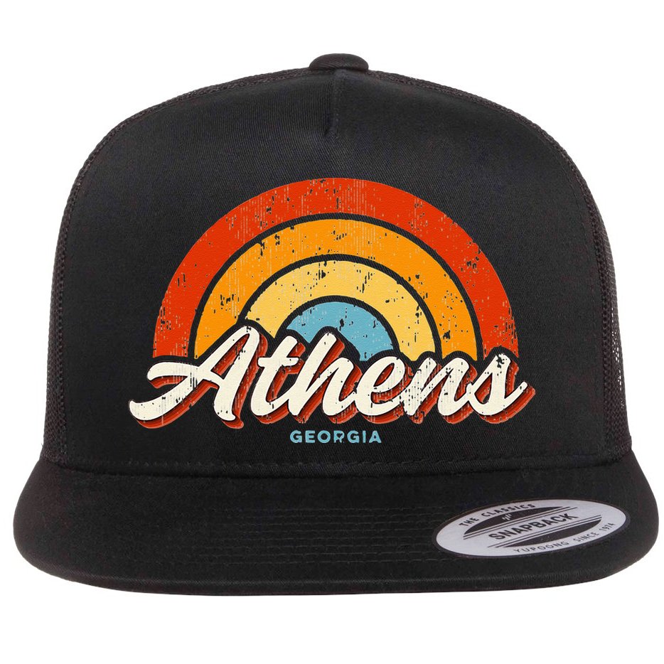 Athens Georgia GA Vintage Rainbow Retro 70s Flat Bill Trucker Hat