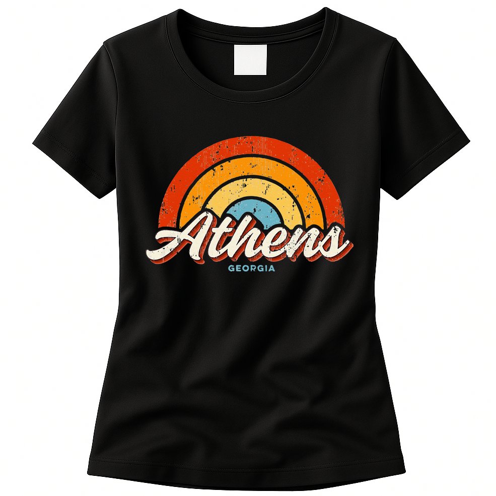 Athens Georgia GA Vintage Rainbow Retro 70s Womens T-Shirt