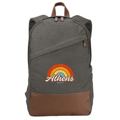 Athens Georgia GA Vintage Rainbow Retro 70s Cotton Canvas Backpack