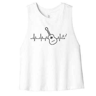 Acoustic Guitar Heartbeat Clothing Heartbeat Guitar Player Women's Racerback Cropped Tank