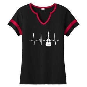 Acoustic Guitar Heartbeat Shirts Guitar Musician Ladies Halftime Notch Neck Tee