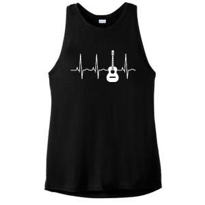 Acoustic Guitar Heartbeat Shirts Guitar Musician Ladies PosiCharge Tri-Blend Wicking Tank