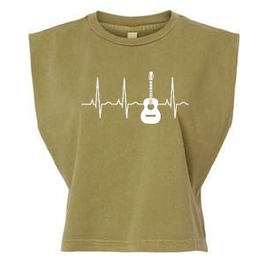 Acoustic Guitar Heartbeat Shirts Guitar Musician Garment-Dyed Women's Muscle Tee