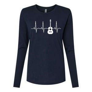 Acoustic Guitar Heartbeat Shirts Guitar Musician Womens Cotton Relaxed Long Sleeve T-Shirt