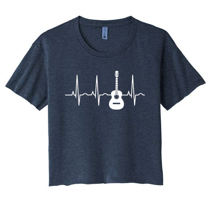 Acoustic Guitar Heartbeat Shirts Guitar Musician Women's Crop Top Tee