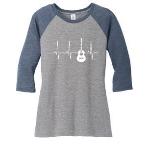 Acoustic Guitar Heartbeat Shirts Guitar Musician Women's Tri-Blend 3/4-Sleeve Raglan Shirt