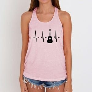 Acoustic Guitar Heartbeat Shirts Guitar Musician Women's Knotted Racerback Tank