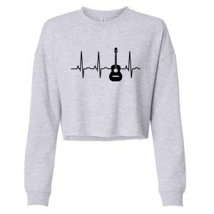 Acoustic Guitar Heartbeat Shirts Guitar Musician Cropped Pullover Crew