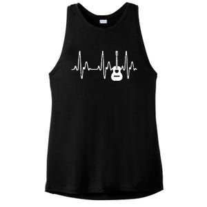 Acoustic Guitar Heartbeat Shirts Guitar Musician Ladies PosiCharge Tri-Blend Wicking Tank