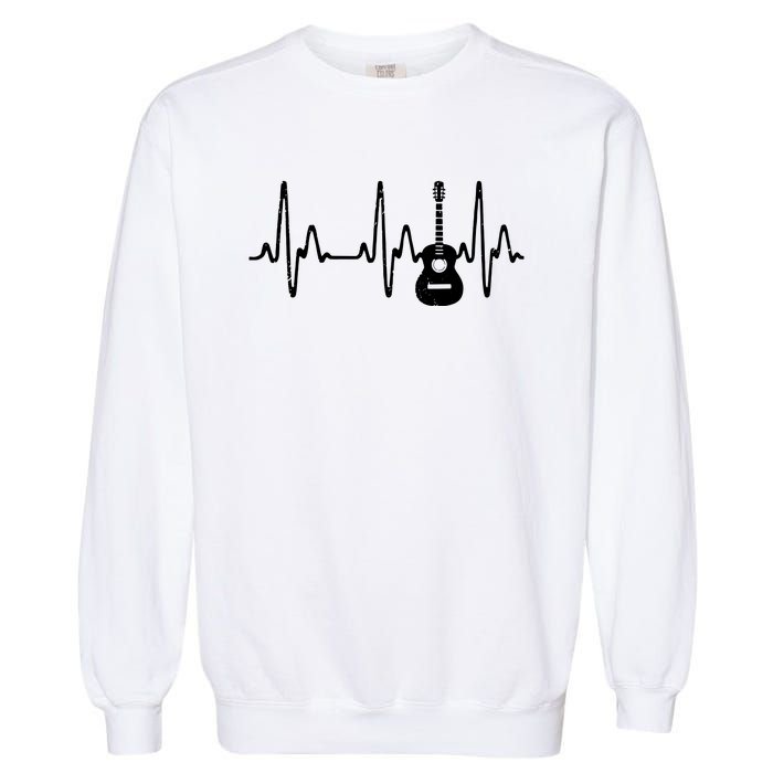 Acoustic Guitar Heartbeat Shirts Guitar Musician Garment-Dyed Sweatshirt