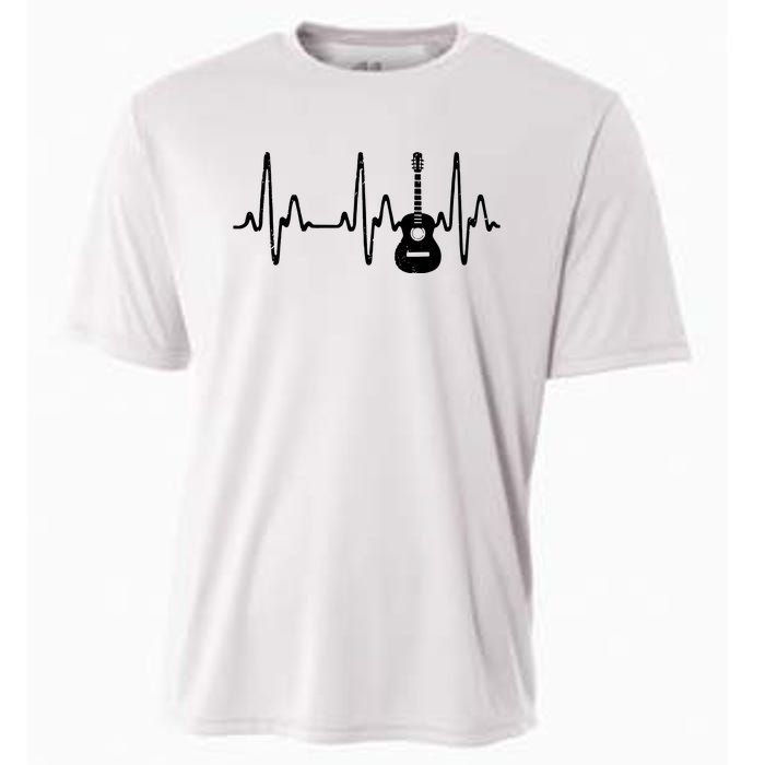 Acoustic Guitar Heartbeat Shirts Guitar Musician Cooling Performance Crew T-Shirt