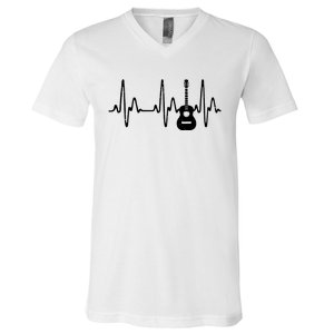 Acoustic Guitar Heartbeat Shirts Guitar Musician V-Neck T-Shirt