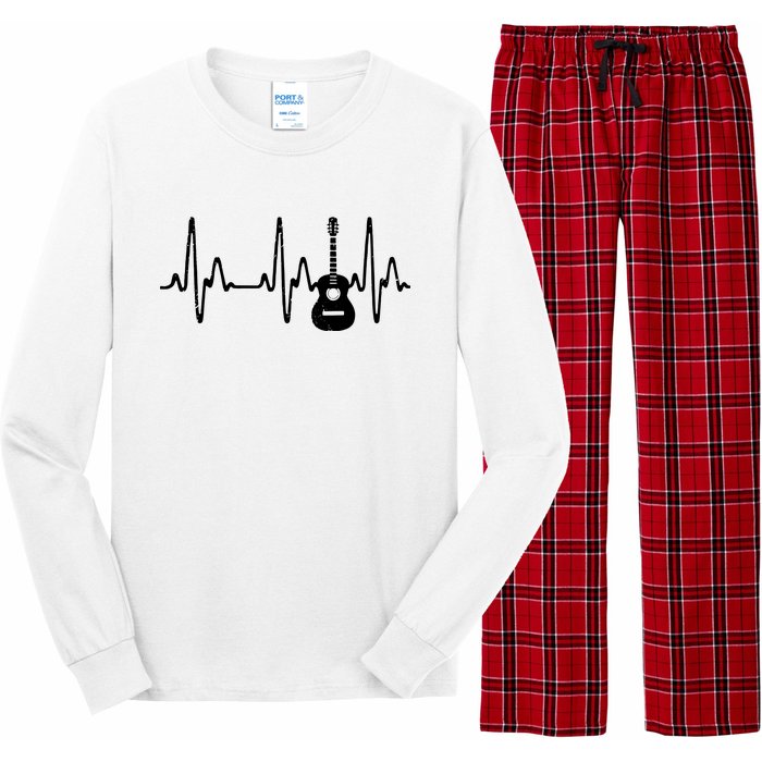 Acoustic Guitar Heartbeat Shirts Guitar Musician Long Sleeve Pajama Set