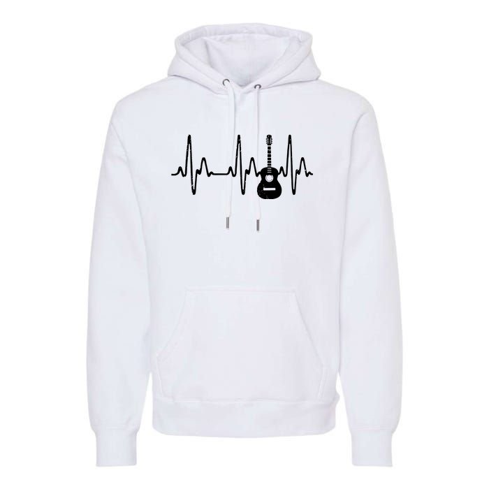 Acoustic Guitar Heartbeat Shirts Guitar Musician Premium Hoodie