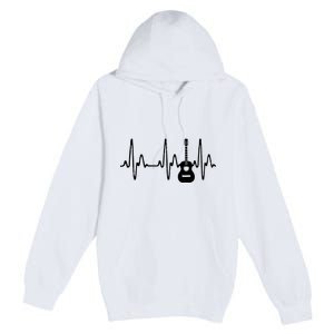 Acoustic Guitar Heartbeat Shirts Guitar Musician Premium Pullover Hoodie