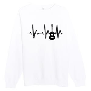 Acoustic Guitar Heartbeat Shirts Guitar Musician Premium Crewneck Sweatshirt