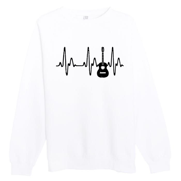 Acoustic Guitar Heartbeat Shirts Guitar Musician Premium Crewneck Sweatshirt