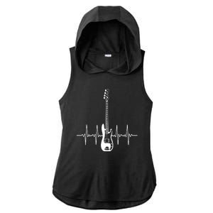 Acoustic Guitar Heartbeat Guitar Musician Ladies PosiCharge Tri-Blend Wicking Draft Hoodie Tank