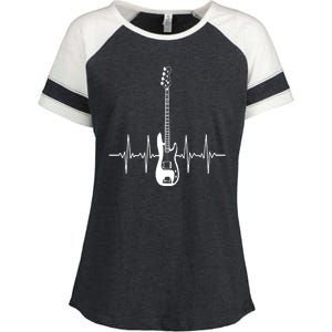 Acoustic Guitar Heartbeat Guitar Musician Enza Ladies Jersey Colorblock Tee