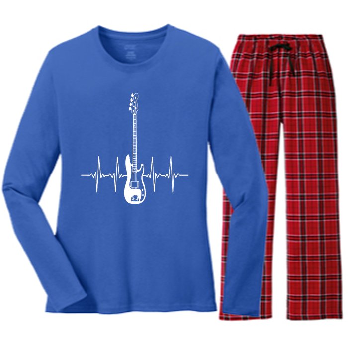 Acoustic Guitar Heartbeat Guitar Musician Women's Long Sleeve Flannel Pajama Set 