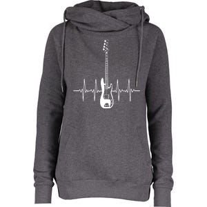 Acoustic Guitar Heartbeat Guitar Musician Womens Funnel Neck Pullover Hood