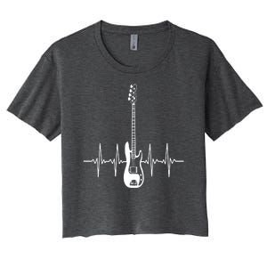 Acoustic Guitar Heartbeat Guitar Musician Women's Crop Top Tee