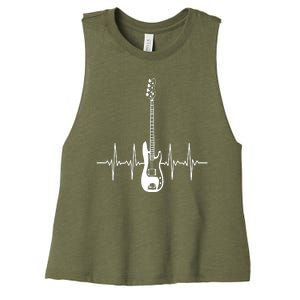 Acoustic Guitar Heartbeat Guitar Musician Women's Racerback Cropped Tank