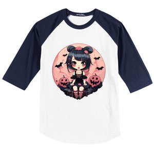 Anime Girls Halloween Otaku Manga Graphic Baseball Sleeve Shirt