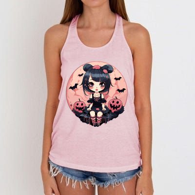 Anime Girls Halloween Otaku Manga Graphic Women's Knotted Racerback Tank