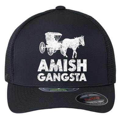 Amish Gangsta Horse And Buggy Funny Amish Gift Flexfit Unipanel Trucker Cap