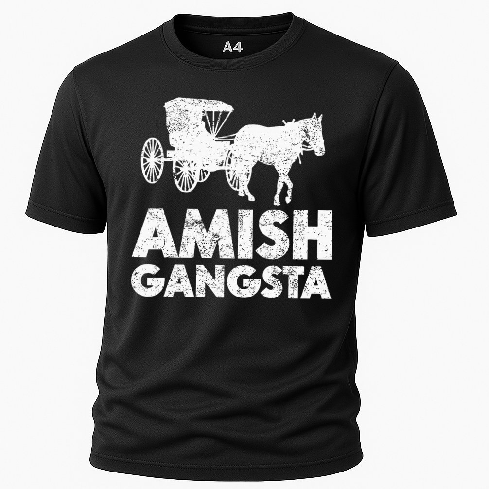 Amish Gangsta Horse And Buggy Funny Amish Gift Cooling Performance Crew T-Shirt
