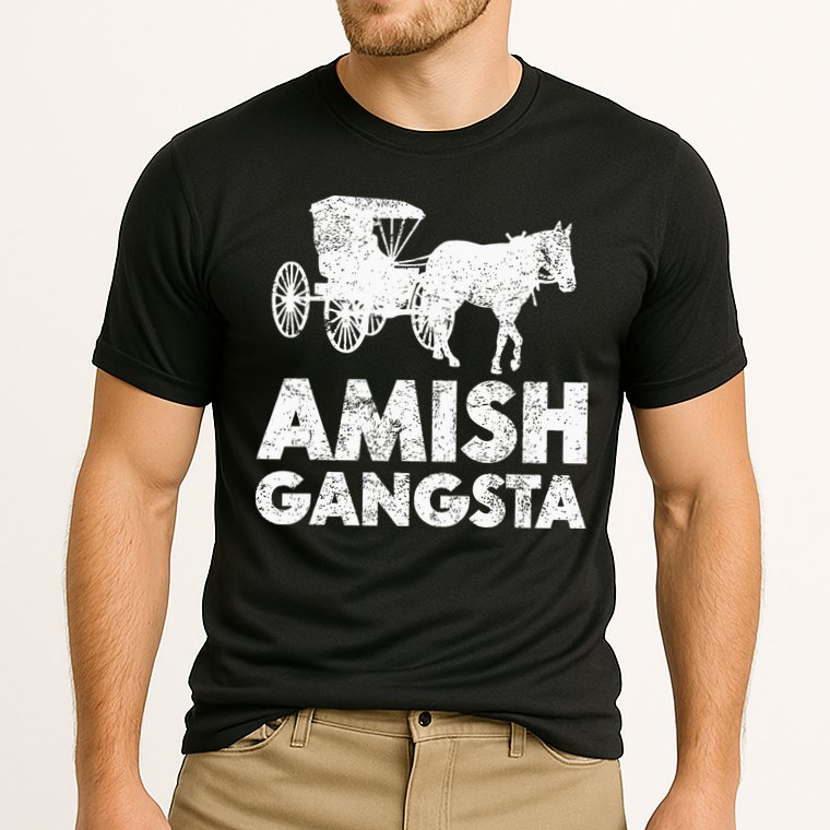 Amish Gangsta Horse And Buggy Funny Amish Gift Cooling Performance Crew T-Shirt