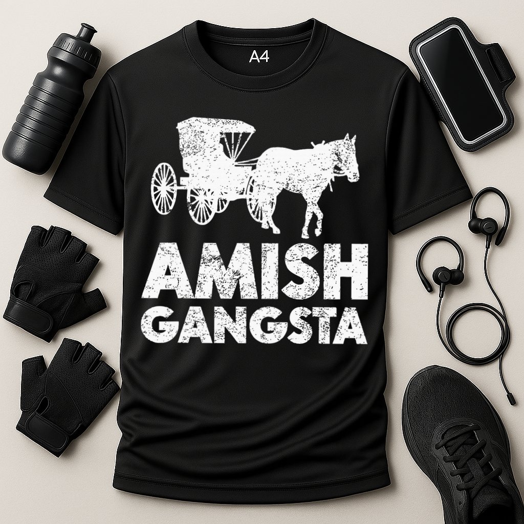 Amish Gangsta Horse And Buggy Funny Amish Gift Cooling Performance Crew T-Shirt