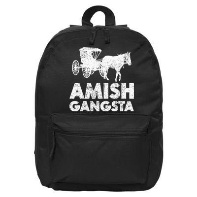 Amish Gangsta Horse And Buggy Funny Amish Gift 16 in Basic Backpack