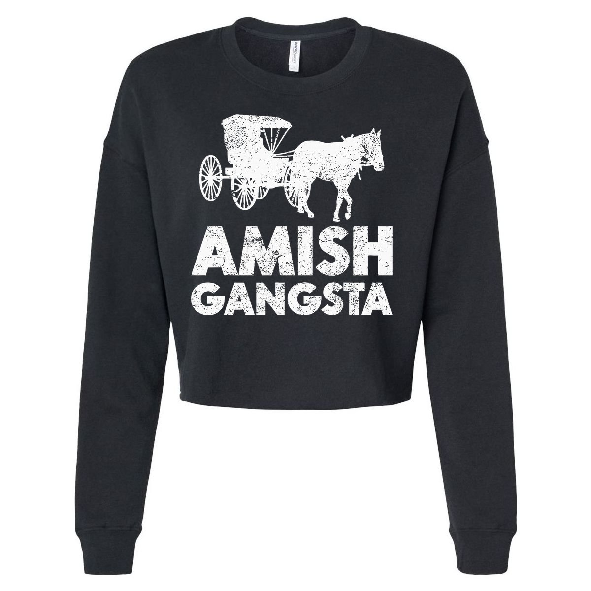 Amish Gangsta Horse And Buggy Funny Amish Gift Cropped Pullover Crew