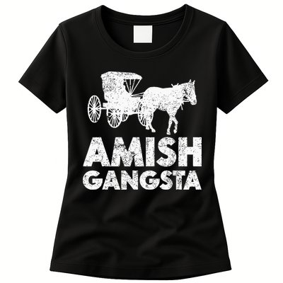 Amish Gangsta Horse And Buggy Funny Amish Gift Womens T-Shirt