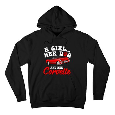 A Girl Her Dog And Her Corvette Dog Mom Hoodie