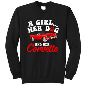 A Girl Her Dog And Her Corvette Dog Mom Sweatshirt