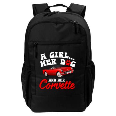 A Girl Her Dog And Her Corvette Dog Mom Backpack