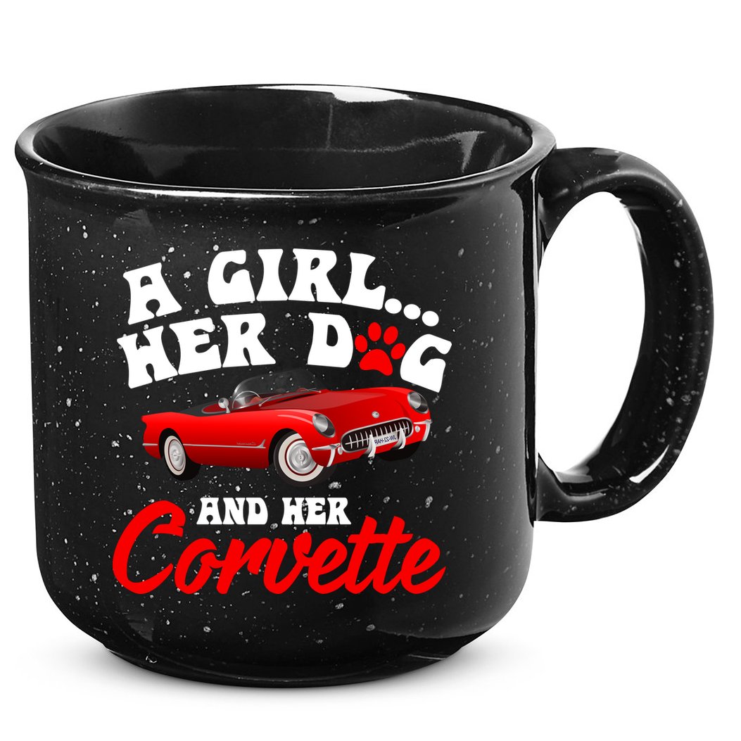A Girl Her Dog And Her Corvette Dog Mom 15oz Campfire Ceramic Mug