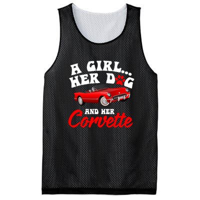 A Girl Her Dog And Her Corvette Dog Mom Mesh Reversible Basketball Jersey Tank