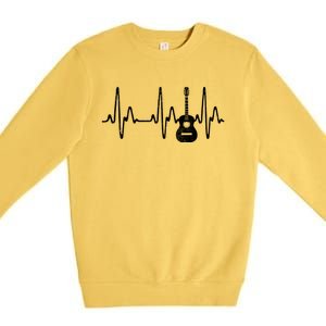 Acoustic Guitar Heartbeat Guitar Musician Premium Crewneck Sweatshirt